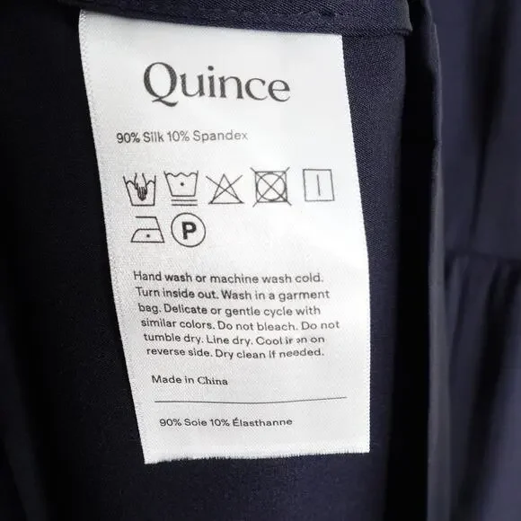 New Quince Silk Tiered Maxi Dress Women’s Small Navy Blue Maxi 4655 - Picture 9 of 11